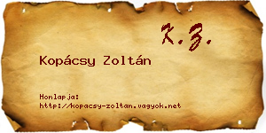 Kopácsy Zoltán névjegykártya