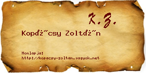 Kopácsy Zoltán névjegykártya